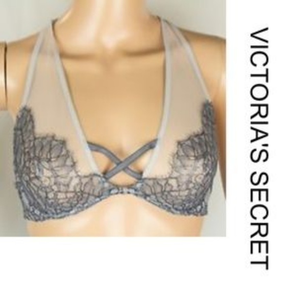 VS very sexy unlined plunge metallic lace bra 32D - Picture 4 of 5